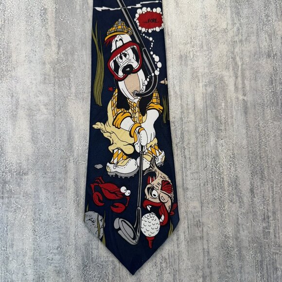 Vintage Droopy Dog Scuba Golf Blue Neck Tie Ocean - Picture 3 of 8